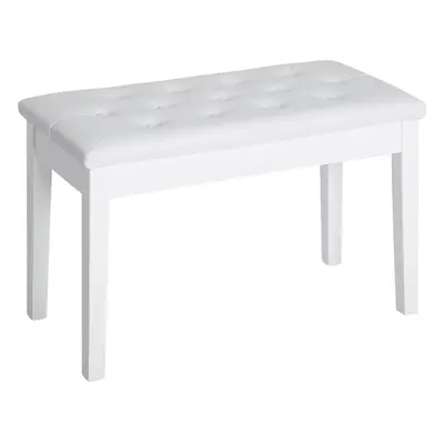 HOMCOM Classic Piano Bench Padded Seat Makeup Stool Solid Wood Wooden White