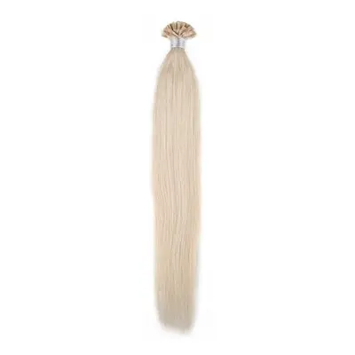 50 Strands Nail U Tip Remy Human Hair Extensions Platinum Blonde 60# Pre Bonded Natural Straight