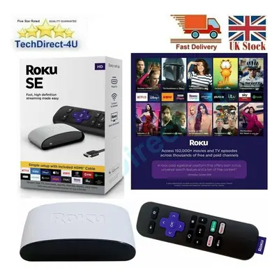 New Roku HD SE TV Streaming Media Player Stick HDMI SE Remote Control