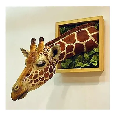 Giraffe Head 3d Wall Decor, Realistic Animal Latex Statue Wall Art, Bedroom Space Embellishment 