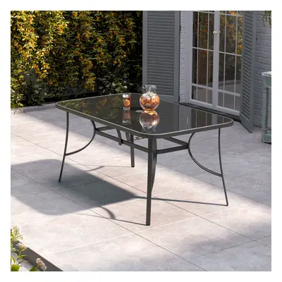 Tempered Glass Outdoor Garden Table with Parasol Hole