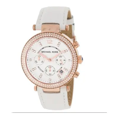 Michael Kors ladies Parker Chronograph Watch Rose Gold White Strap MK2281