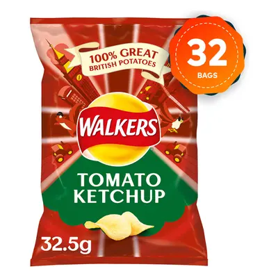 32 x Walkers Crisps Box Tomato Ketchup 32.5g