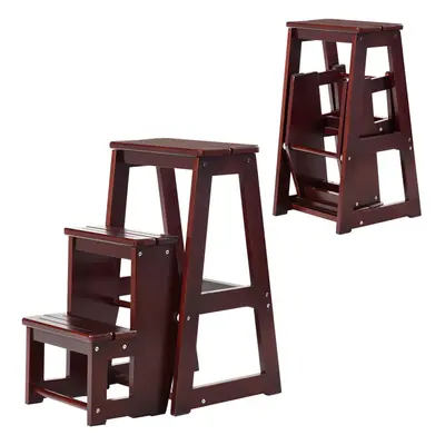 3 Tier Step Stool Wood Indoor Foldable ladder Multifunctional