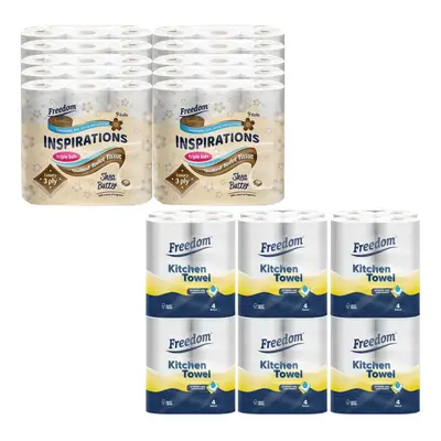 Freedom Shea Butter Toilet Paper90Rolls with 24xRolls of Kitchen Towel