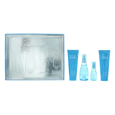 Davidoff Cool Water Woman Gift Set 50ml EDT Spray + Eau de Toilette 15ml + Body Lotion 75ml + Sh