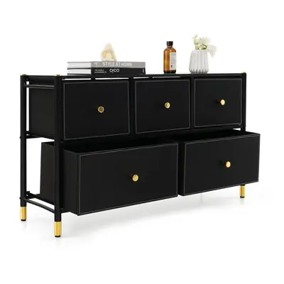 5 Drawers Dresser Tower Fabric Chest of Drawer Metal Frame