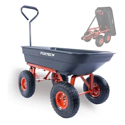 FUXTEC garden tipper cart - comfortable handlebar and rubber grip - Max. high load: kg