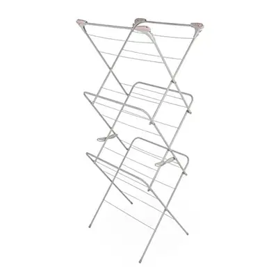 Russell Hobbs LA083357PINKEU7 Three Tier Clothes Airer Rack, Large 15m Drying Space, Pink/Grey, 