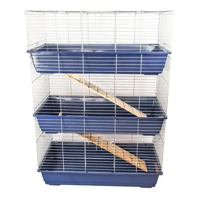 KCT Triple Level Indoor Rabbit Animal Bunny Run Pet Cage 100cm - Dark Blue