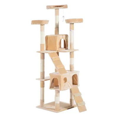 PawHut Cat Tree Scratcher Activity Centre, Condo Scratching Post Toy Bed