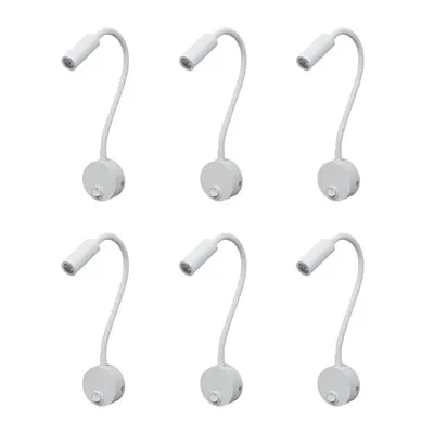 6pcs 3W Wall Mounted Reading Light Flexible Gooseneck LED Lamp for Bedroom