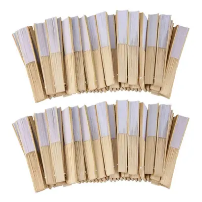 100 pcs White Folding Elegant Paper Hand Fan Wedding Party Favors 21cm(white)