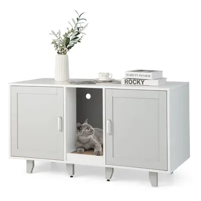 Cat Litter Box House Enclosure TV Stand Hidden Cat Washroom End Table