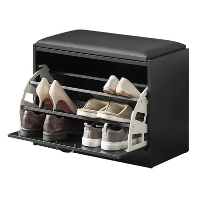 SoBuy FSR16-SCH, Hallway Shoe Bench Shoe Rack Shoe Cabinet , Black