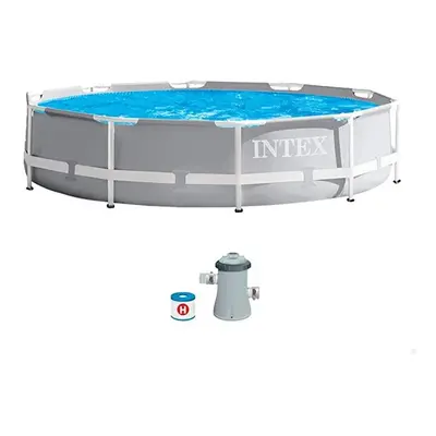 Intex 26702NP 10ft X 30In round Prism Outdoor Frame Swimming Pool Set, Includes drain plug and H