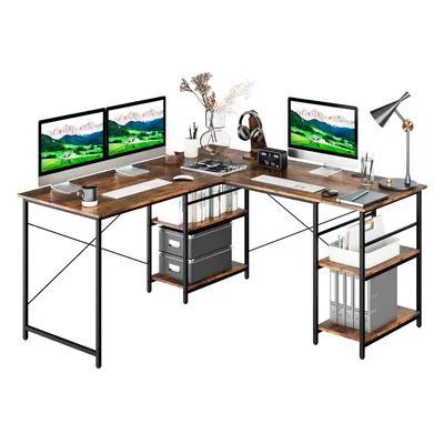 95 Inch Wooden Industrial Corner Desk Long Office Desk for Person