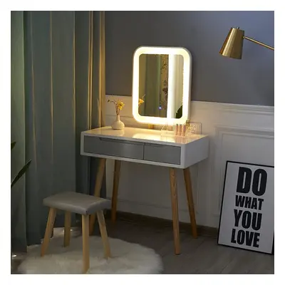 Dressing Table with Rectangle Mirror Makeup Vanity Table Set Drawers