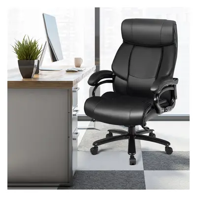 Swivel Chair w/ High Back Padded Armrests Adjustable Height Tilt 180KG