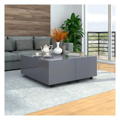 vidaXL Coffee Table High Gloss Grey Home Couch Table Storage Tea Side Stand