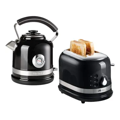 Ariete ARPK31 Moderna Cordless Kettle and Slice Toaster Set, Stainless Steel Body - Black