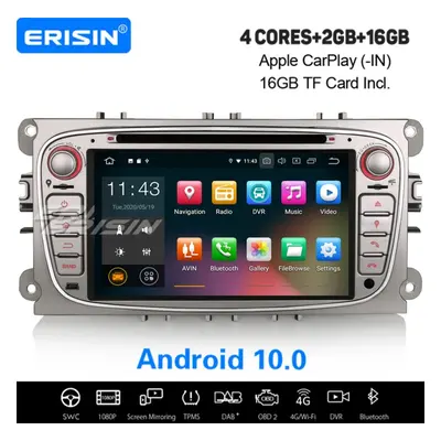 Android 10.0 Car Stereo DAB+ Sat Nav Bluetooth CarPlay For Ford Mondeo Focus S/C-Max Galaxy