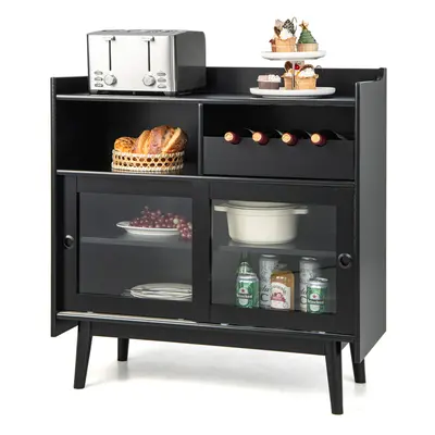 Buffet Sideboard Modern Coffee Bar Cabinet w/ Sliding Glass Doors