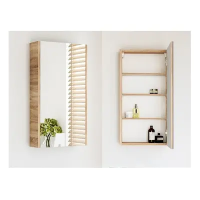 Bathroom Mirror Cabinet Wall Unit 400mm Slimline Small Sonoma Oak Avir