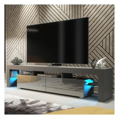 TV Unit 200cm LED Creative Furniture - Dark Grey Gloss Doors