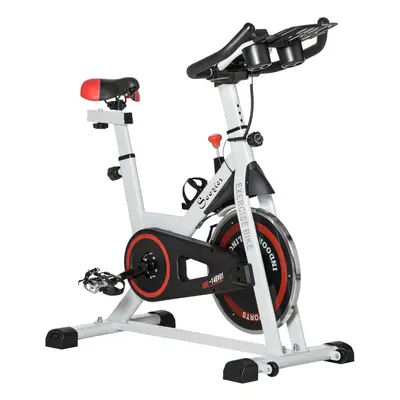 HOMCOM 8kg Flywheel Exercise Bike with Adjustable Height, Resistance, White