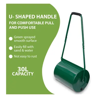 30L Lawn Roller | Manual Metal Grass Roller Water Sand Filled Gardening