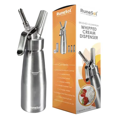 Cream Whipper Dispenser | Whipped Cream Dispenser + Stainless Steel Decorating Nozzles | Makes W