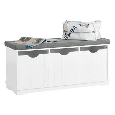 SoBuyÂ® FSR30-W, Storage Bench with Drawers & Removable Seat Cushion