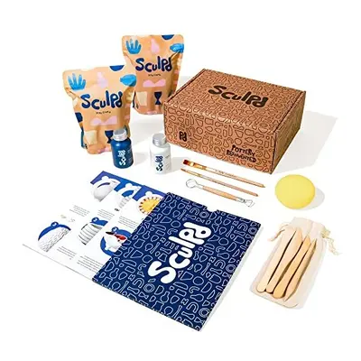 SCULPD Pottery Kit, Air-Dry Clay Starter Kit for Beginners with Matte Varnish, Paint, Pottery To