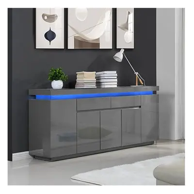 Odessa Grey High Gloss Sideboard With Door Drawer And LED