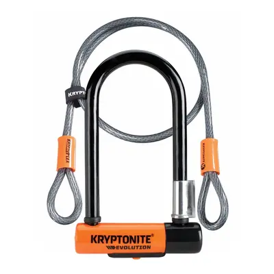 Kryptonite Evolution Mini-7 Lock with Flex Cable and Bracket - Orange, 7-Inch