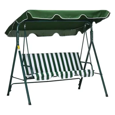 Outsunny Outdoor 3-person Porch Swing Chair with Adjustable Canopy Green