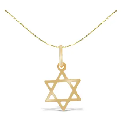 Jewelco London Ladies 9ct Yellow Gold Magen David Star Charm Pendant - JPC228