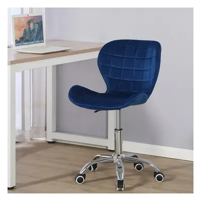 (Blue Velvet) Charles Jacobs Adjustable Swivel Chair | Office Chair With Chrome Wheels