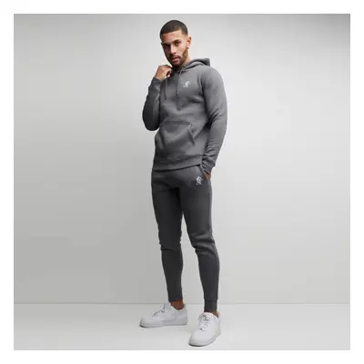 (Gym King Basis Mens Tracksuit Grey L) Gym King Mens Tracksuit Slim Fit Overhead Hoodie Open Hem