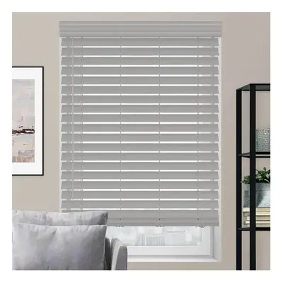 (165cm X 150cm) Grey Fauxwood Venetian Wooden String Blinds