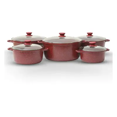 (Red) Royalford 5Pcs Diecast Aluminium Casserole Set