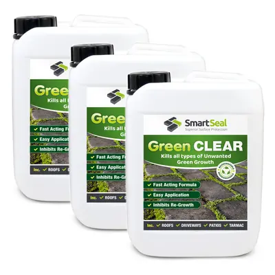 (3 x Litres) SmartSeal 'Green Clear' Highly Concentrated - Mould, Lichen & Algae Remover - Kills