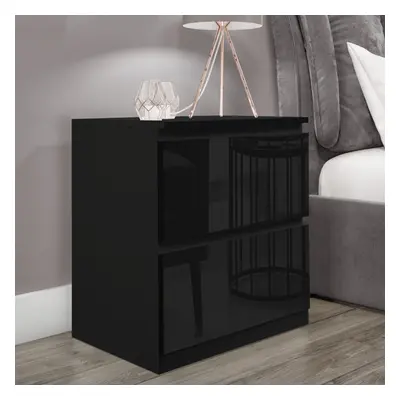 (Black) High Gloss Chest of Drawers Wooden Bedside Table Cabinet Living Bedroom Storage Furnitur