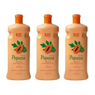 RDL Papaya Whitening Lotion for Hands & Body with Papaya Extract -Triple Pack for Extended Radia