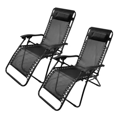 (2 x Chairs) Textoline Zero Gravity Deck Chair Recliner Sun Lounger Outdoor Garden Patio