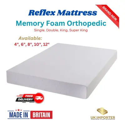 (3ft - Single, 8" - ( 2" Memory 6" Reflex)) REFLEX MEMORY FOAM ORTHOPAEDIC MATTRESS All Sizes