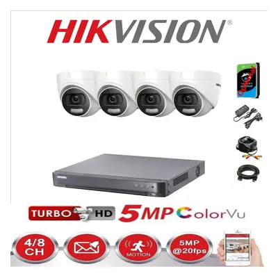 (4 Cameras, 4TB) HIKVISION CCTV SYSTEM 5MP DS-2CE72HFT-F KIT