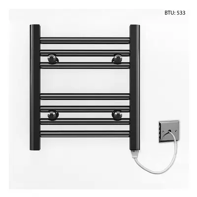 (350 x 400mm) Black Electric Bathroom Towel Rail Radiator