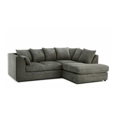 (Grey, Right Hand) Porto Jumbo Cord Corner Sofa